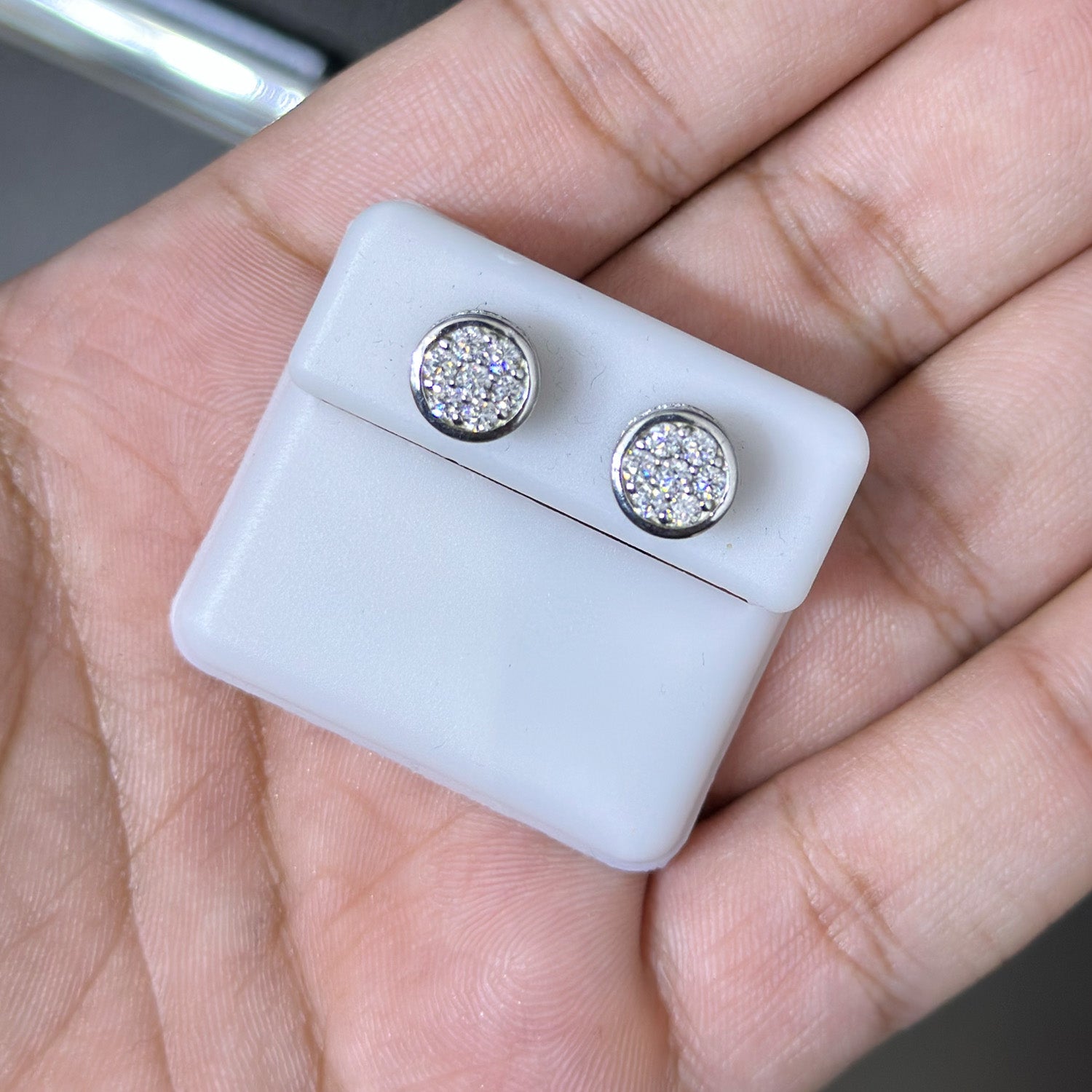 1.59 CTW Moissanite Bezel Set Stud Earrings 925 Sterling Silver
