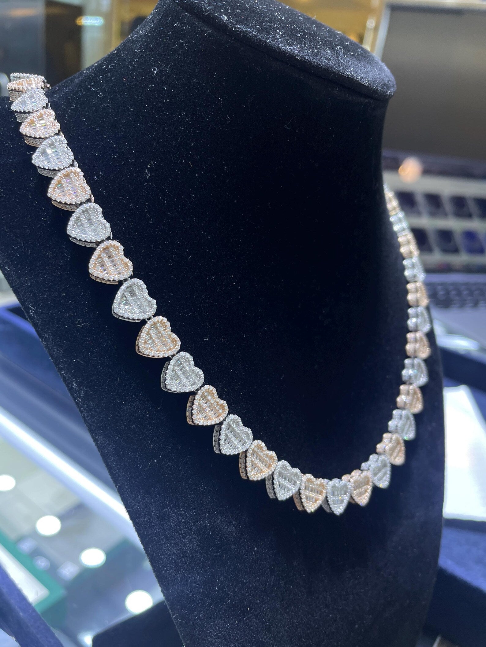 Two Tone Heart Moissanite Necklace [26.57CTW] in 925 Sterling Silver