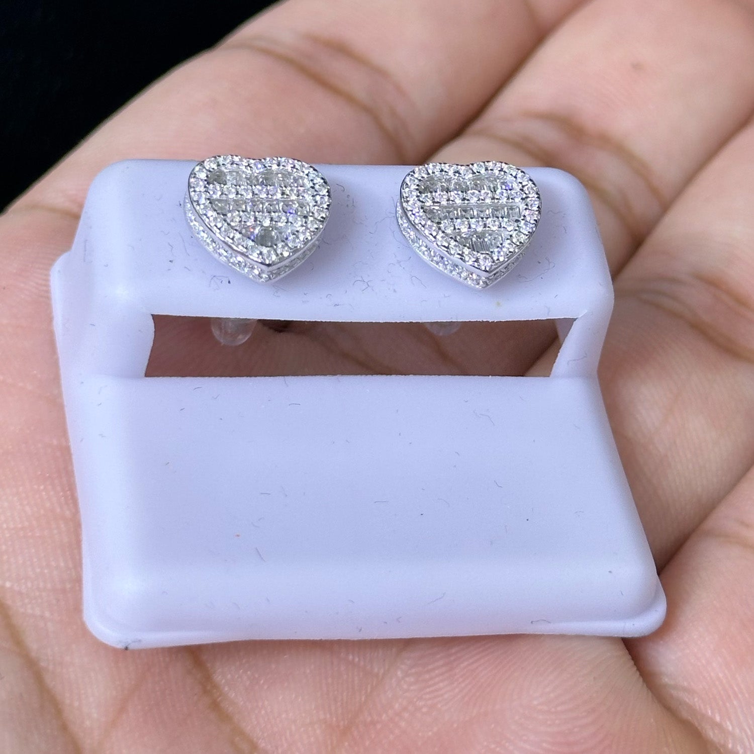 1.00 CTW Moissanite Heart Shape Stud Earrings 925 Sterling Silver