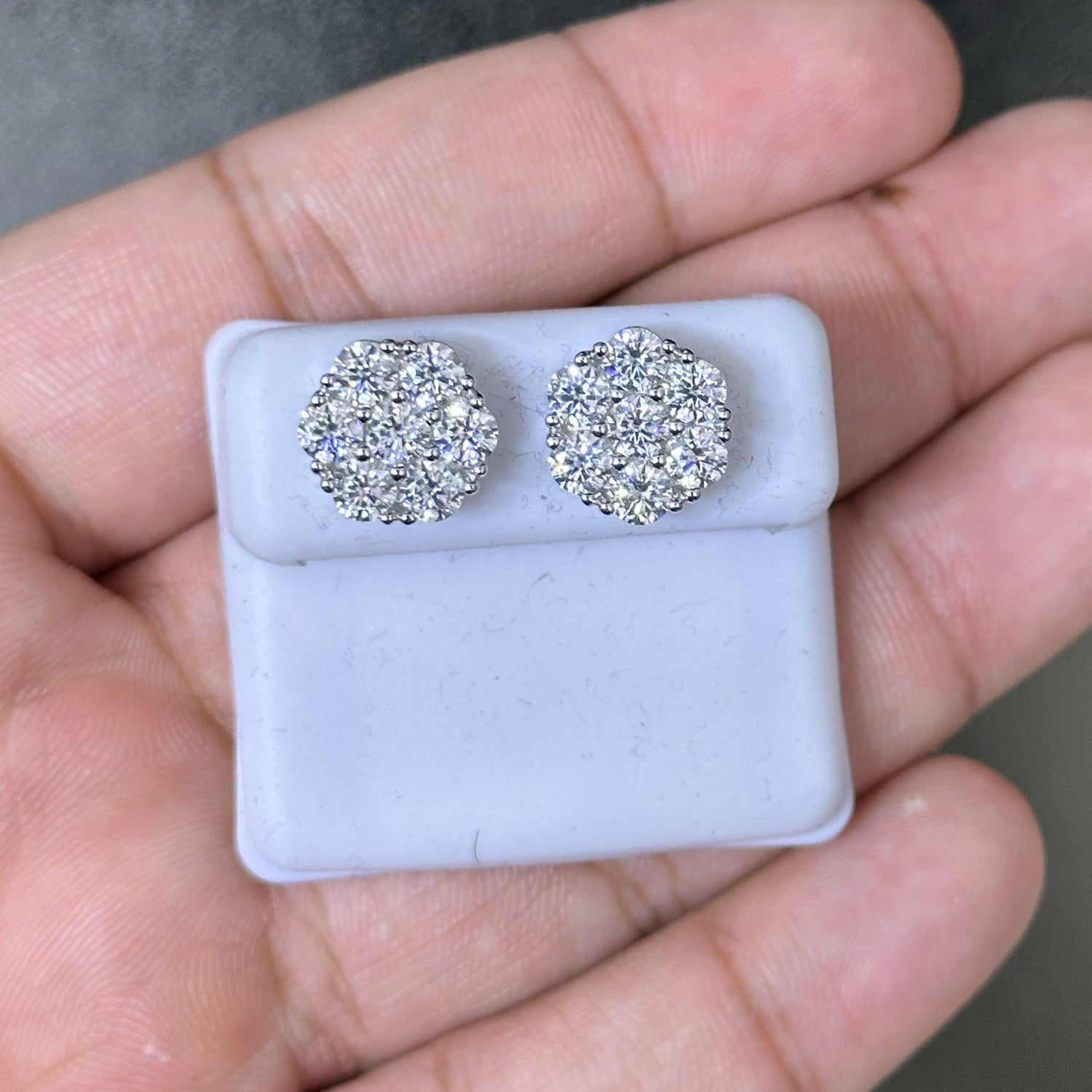 Flower Style Moissanite Stud Earrings 925 Sterling Silver
