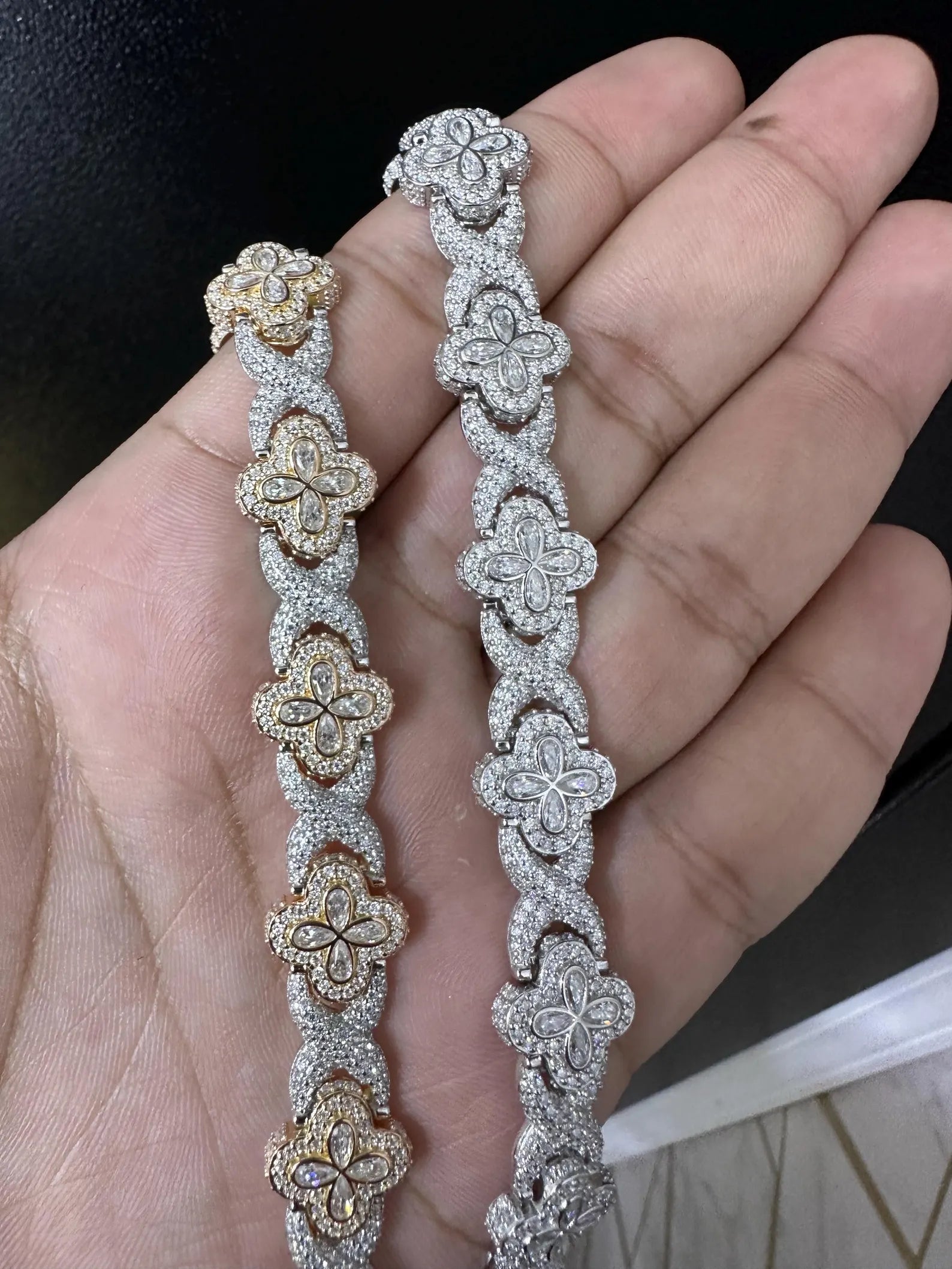 10mm VVS Clover Infinity Moissanite Bracelet in 925 Sterling Silver