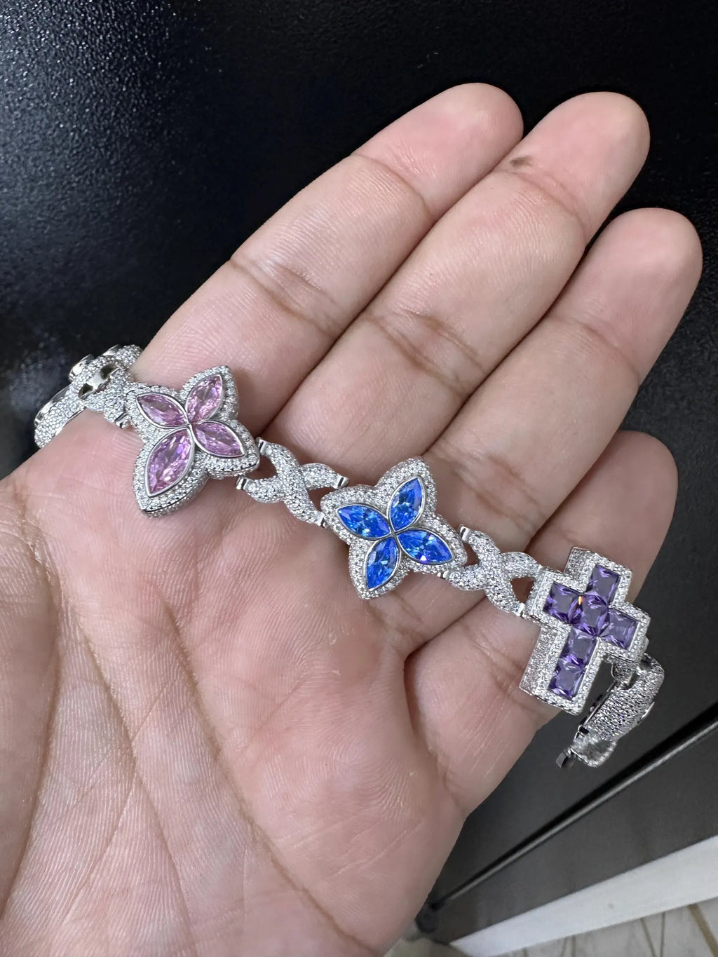 Custom Multi-Color Multi-Stone Iced Out Bracelet [18.34 CTW] Moissanites in 925 Sterling Silver