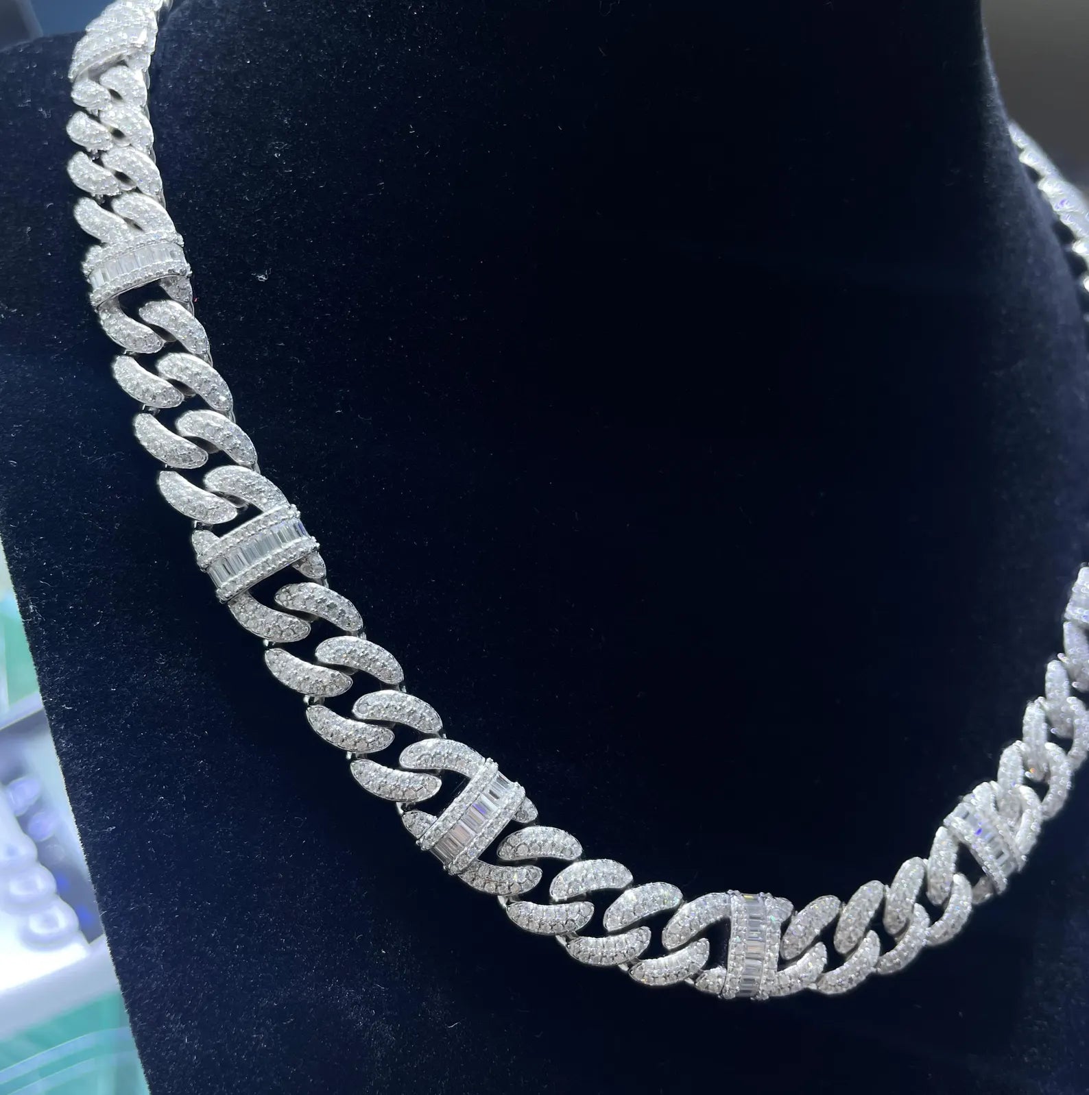 Iced Out Cuban Link Moissanite Chain [16.80CTW] in 925 Sterling Silver