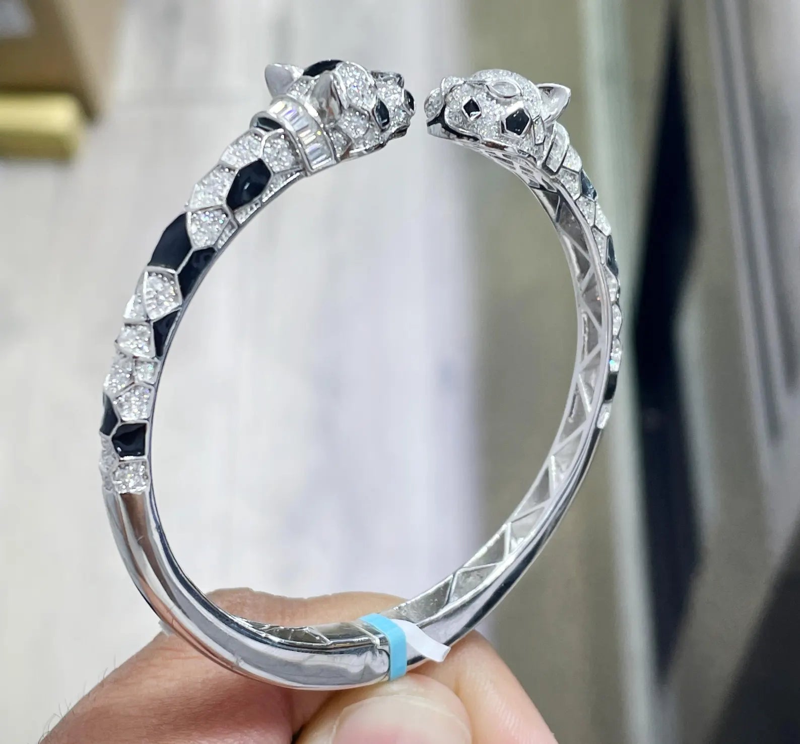 Panther Double Headed Bangle [3.11CTW] Moissanites in 925 Sterling Silver