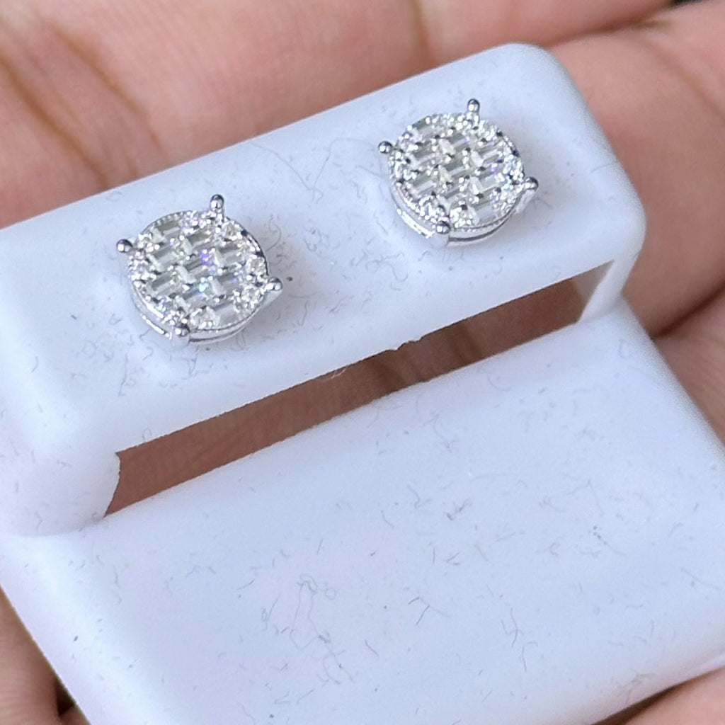 0.50 CTW Moissanite Baguette Cluster Set Stud Earrings 925 Sterling Silver