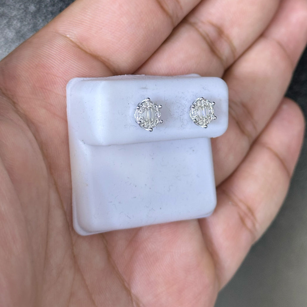 0.50 CTW Moissanite Hexagon Style Baguette Stud Earrings 925 Sterling Silver