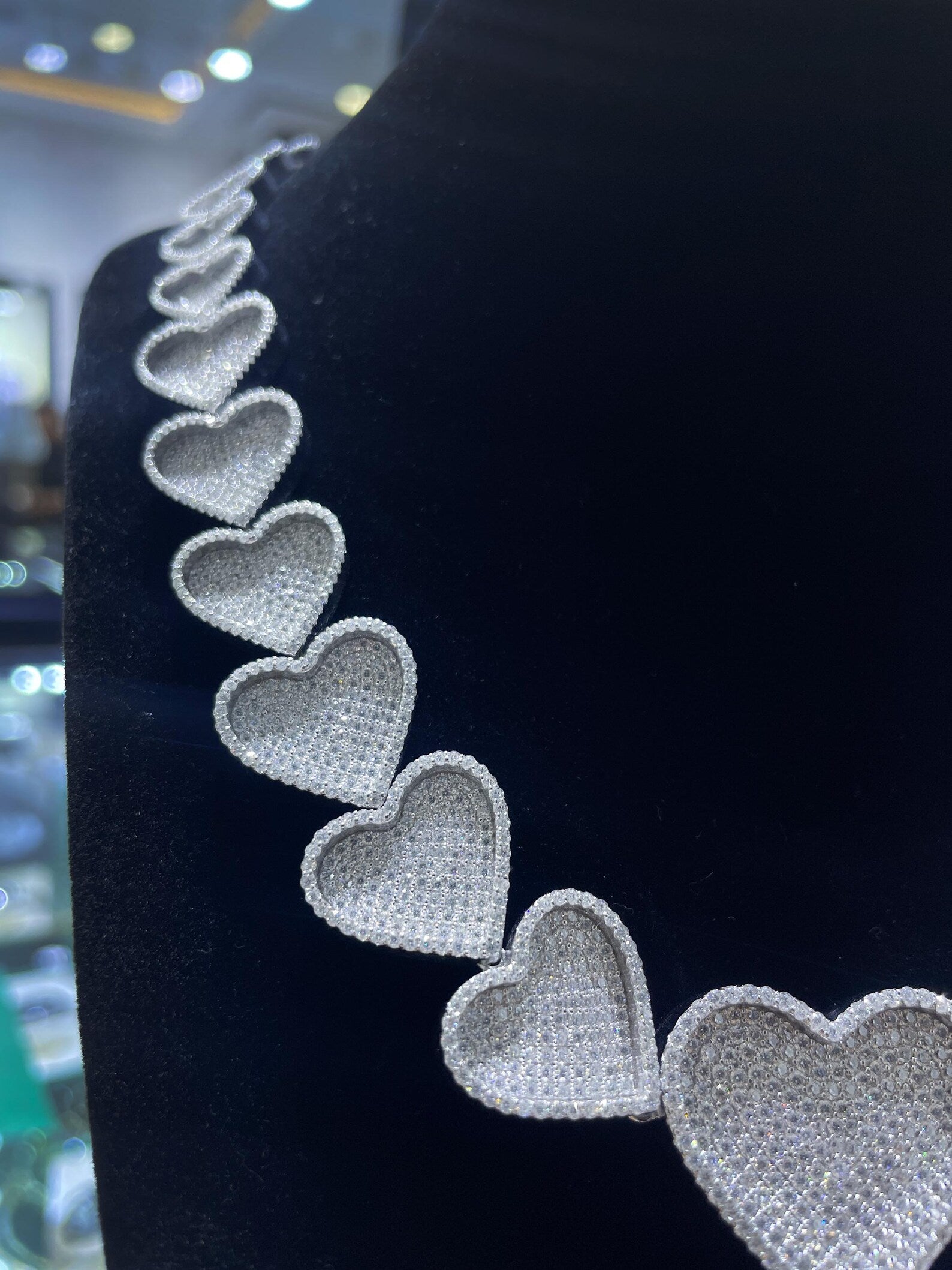 Graduating Heart Moissanite Necklace [27.10CTW] in 925 Sterling Silver