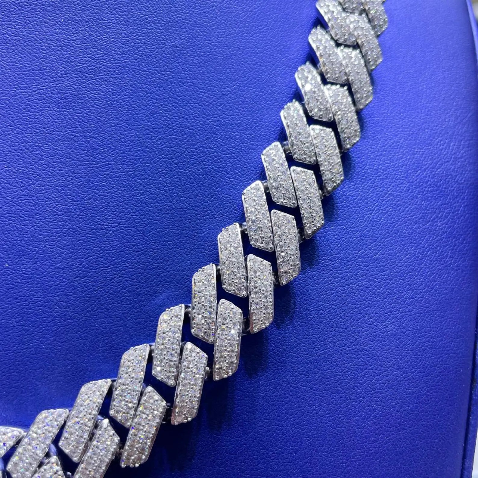 16mm Moissanite Cuban Link Chain [25.7CTW] in 925 Sterling Silver