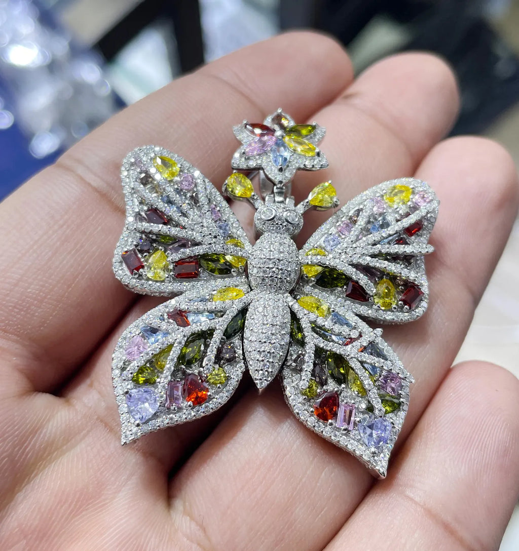 Custom Butterfly Pendant VVS1 Moissanite [4.50 CTW] 925 Sterling Silver
