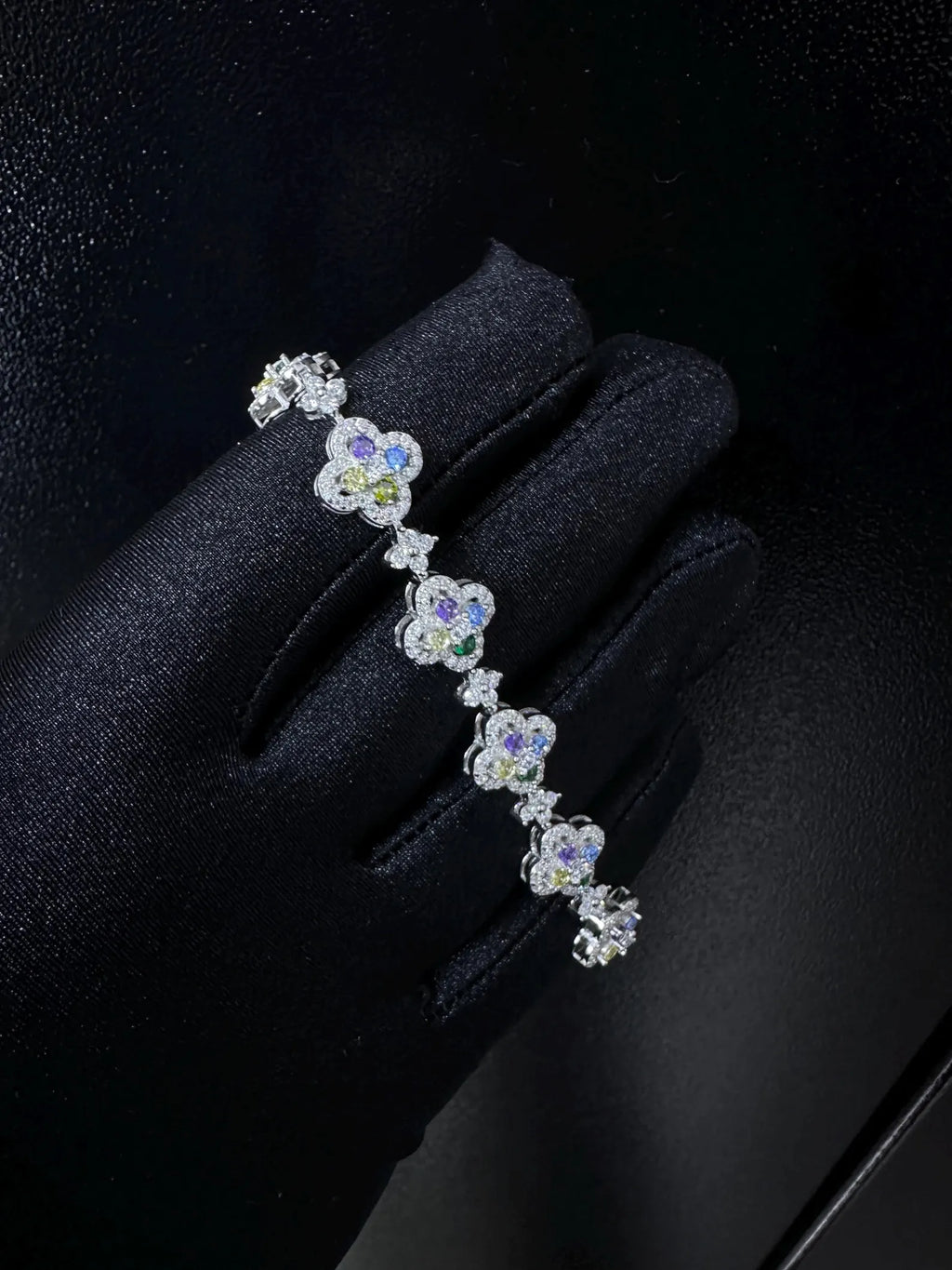 Flower Style Tennis Bracelet [5.83CTW] Moissanites in 925 Sterling Silver