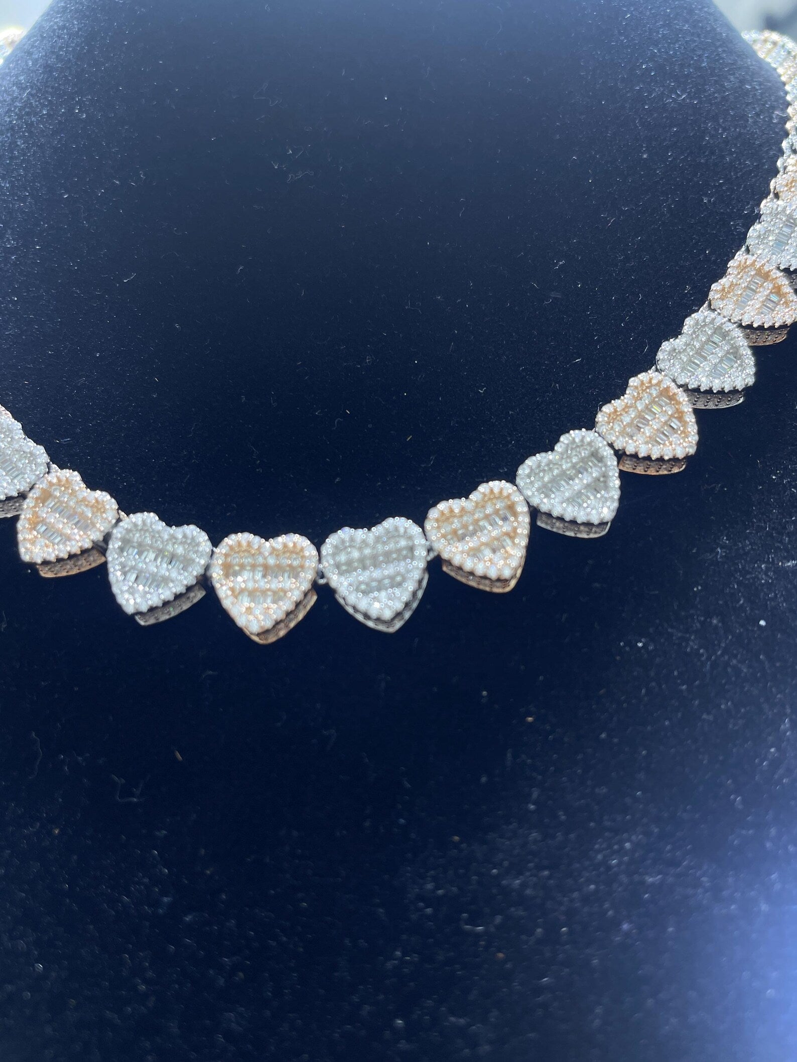 Two Tone Heart Moissanite Necklace [26.57CTW] in 925 Sterling Silver