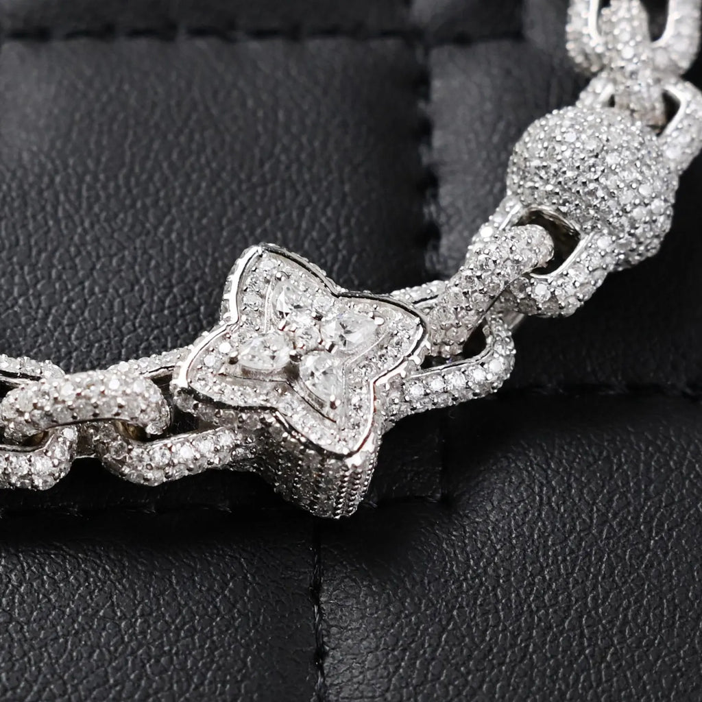 Clover Iced Out Bracelet [13.95CTW] Moissanites in 925 Sterling Silver