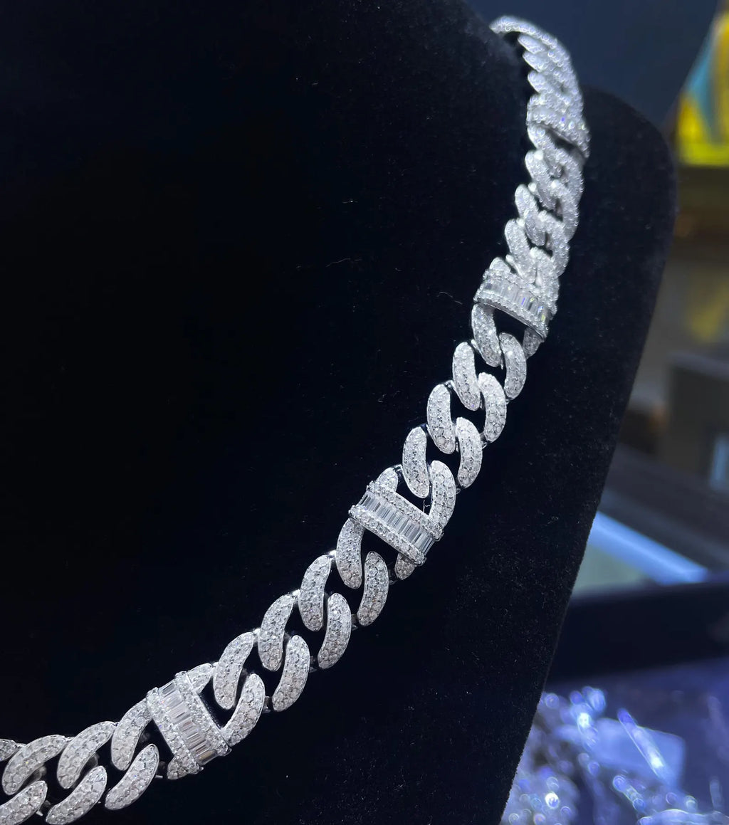 Iced Out Cuban Link Moissanite Chain [16.80CTW] in 925 Sterling Silver