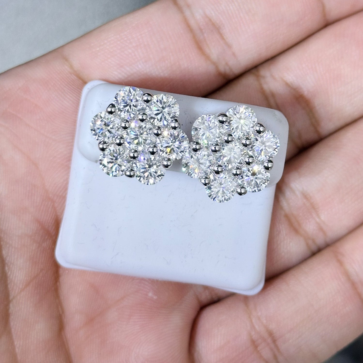 Flower Style Moissanite Stud Earrings 925 Sterling Silver