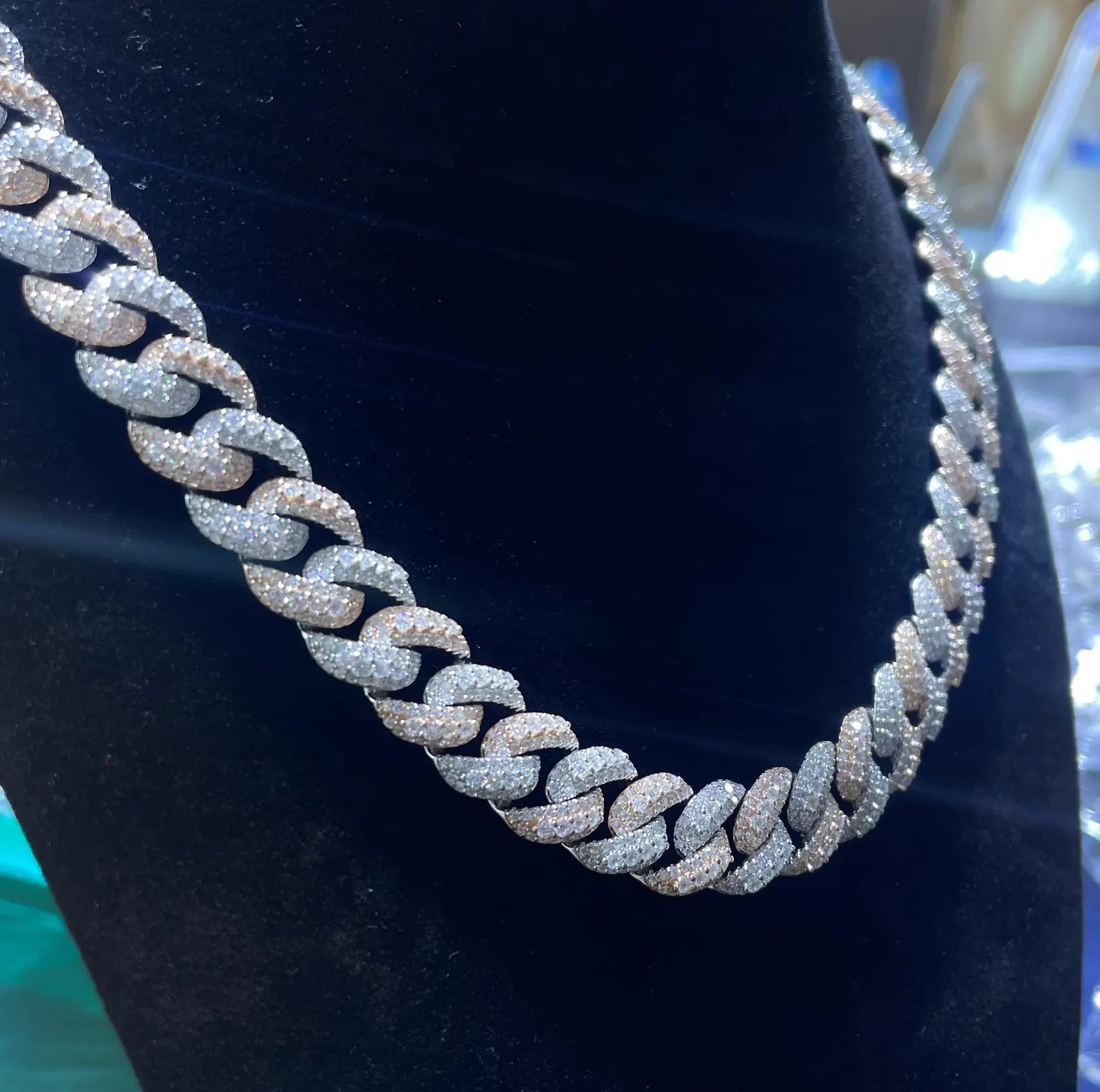 Custom Iced Out Cross Moissanite Chain [27.50CTW] in 925 Sterling Silver