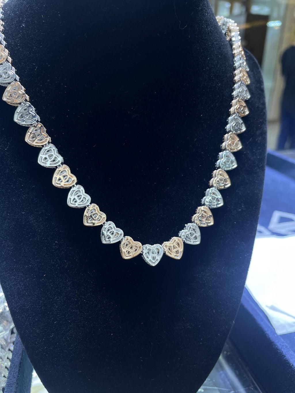 Two Tone Heart Moissanite Necklace [26.57CTW] in 925 Sterling Silver