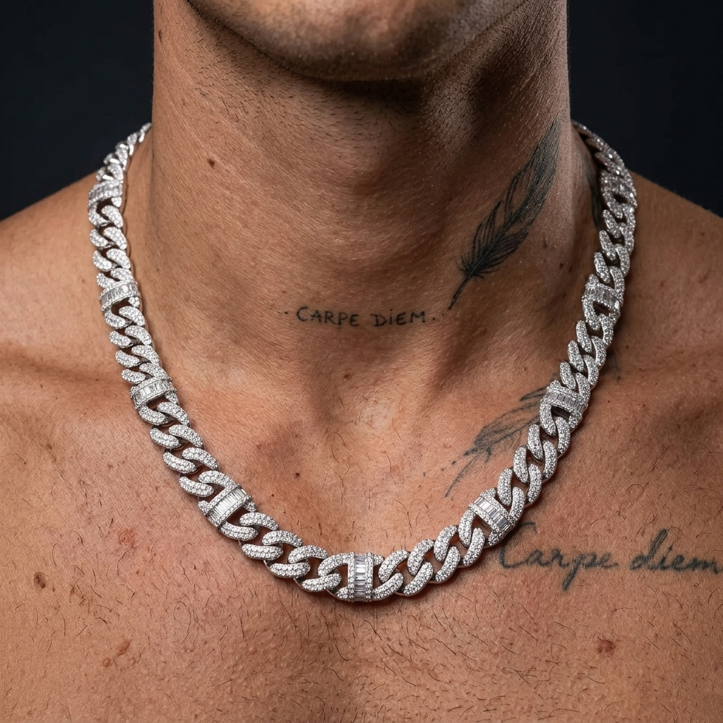 Iced Out Cuban Link Moissanite Chain [16.80CTW] in 925 Sterling Silver