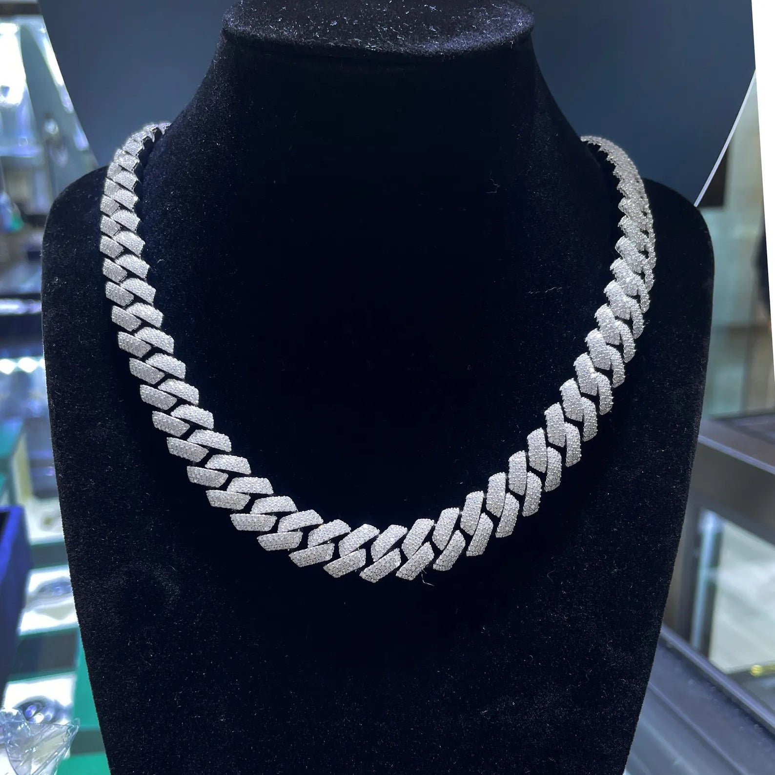 Iced Out Cuban Link Moissanite Chain [22.37CTW] in 925 Sterling Silver