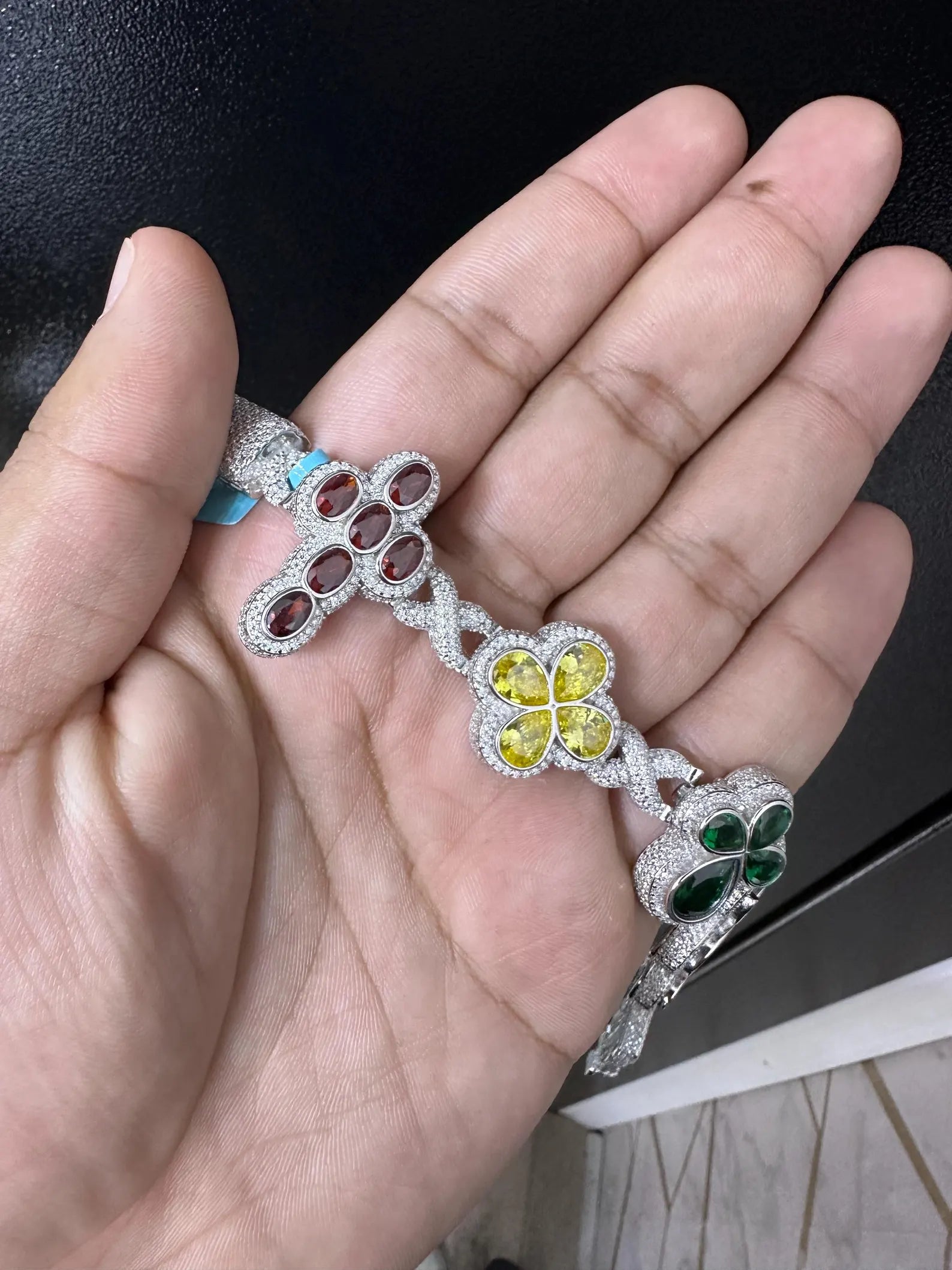Custom Multi-Color Multi-Stone Iced Out Bracelet [18.34 CTW] Moissanites in 925 Sterling Silver