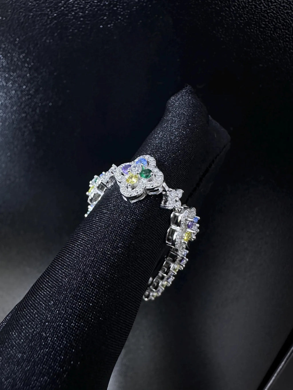 Flower Style Tennis Bracelet [5.83CTW] Moissanites in 925 Sterling Silver