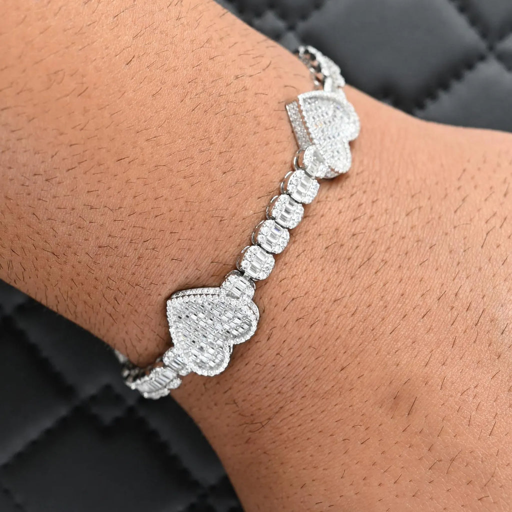 Heart Shaped Baguette Bracelet [9.00 CTW] Moissanites in 925 Sterling Silver
