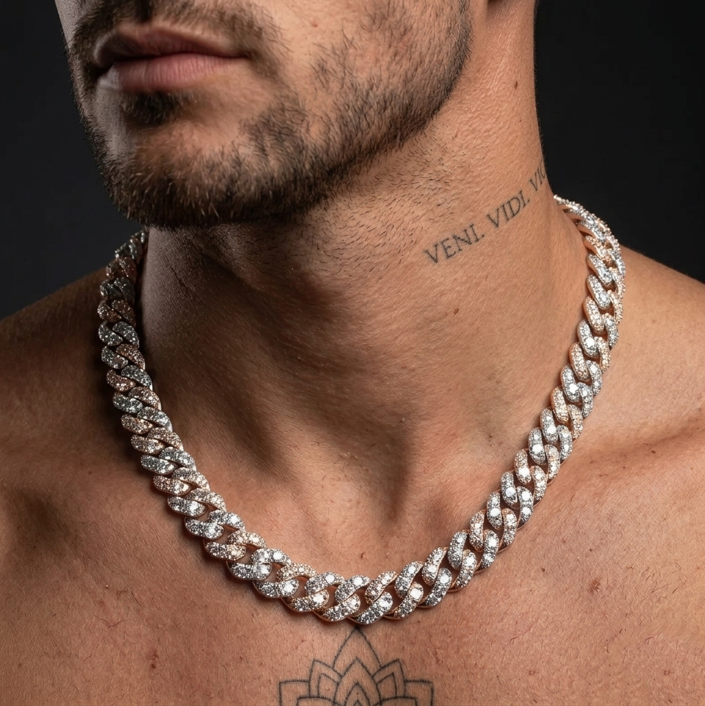 Custom Iced Out Cross Moissanite Chain [27.50CTW] in 925 Sterling Silver