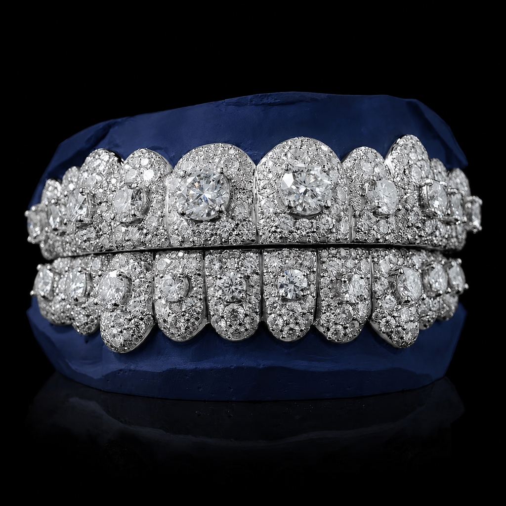 Iced VVS Moissanite Grillz with Large Center Stone