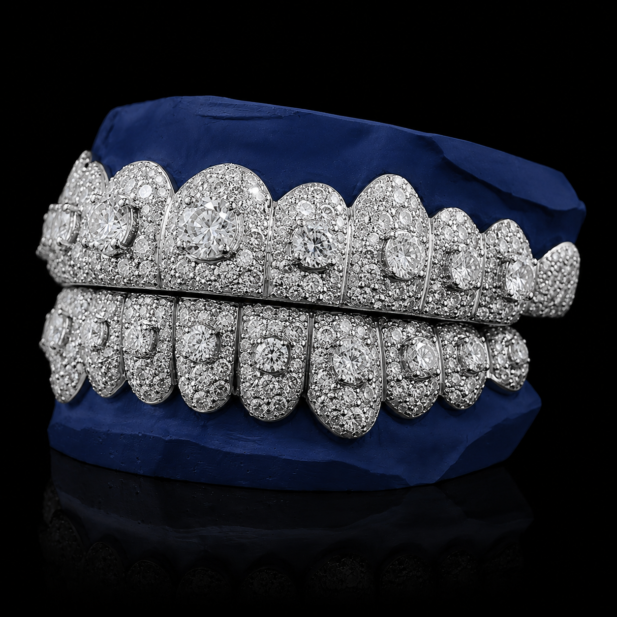 Iced VVS Moissanite Grillz with Large Center Stone