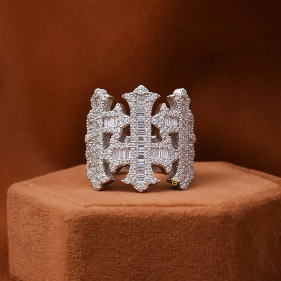 Men Moissanite Ring Cross Shaped [3.25 CTW] in 925 Sterling Silver