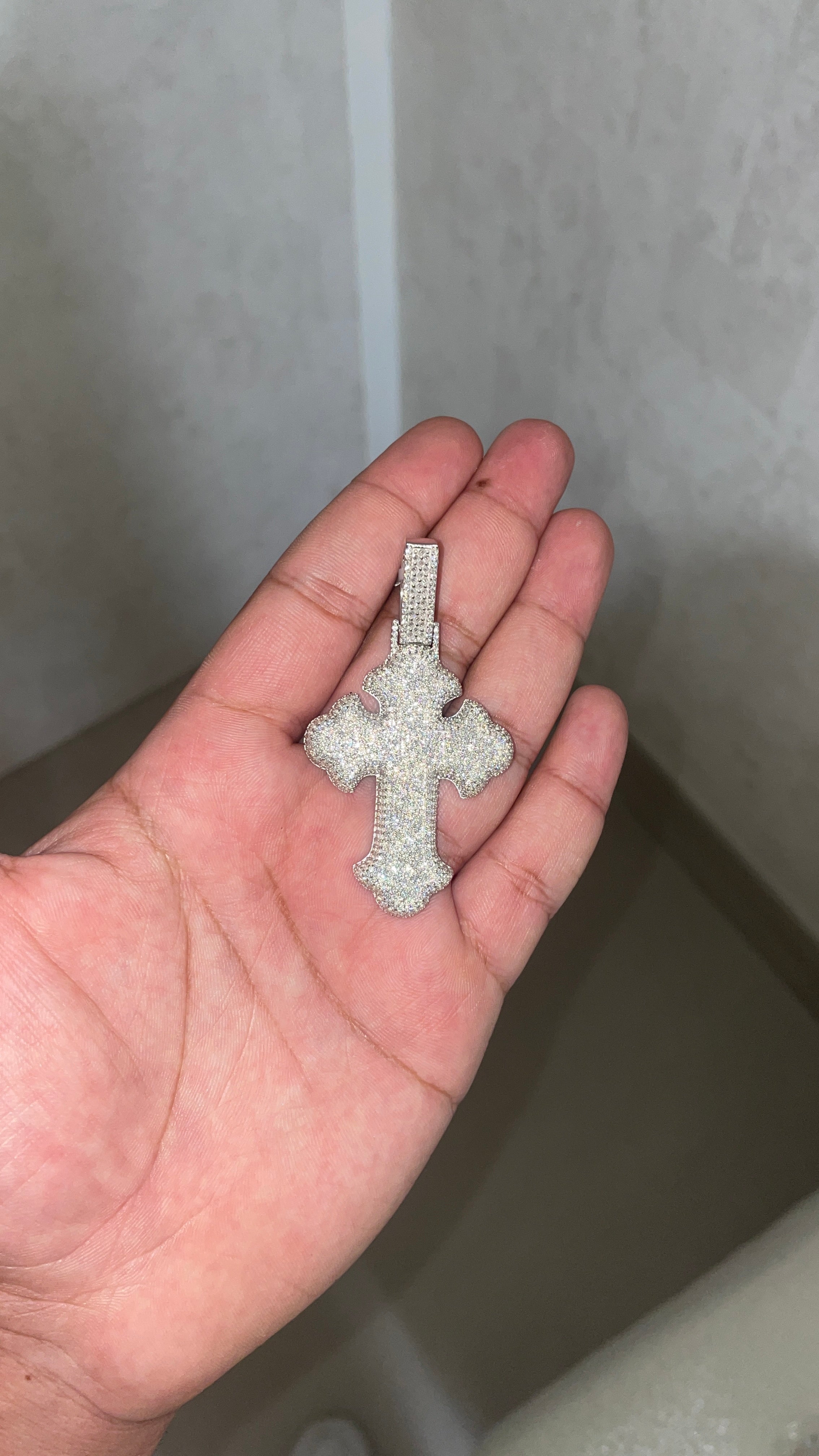 Big Cross Pendant VVS1 Moissanite [4.60 CTW] 925 Sterling Silver