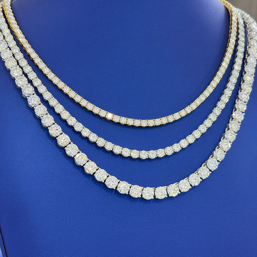 S925 Silver Moissanite Tennis Chain 14K Gold