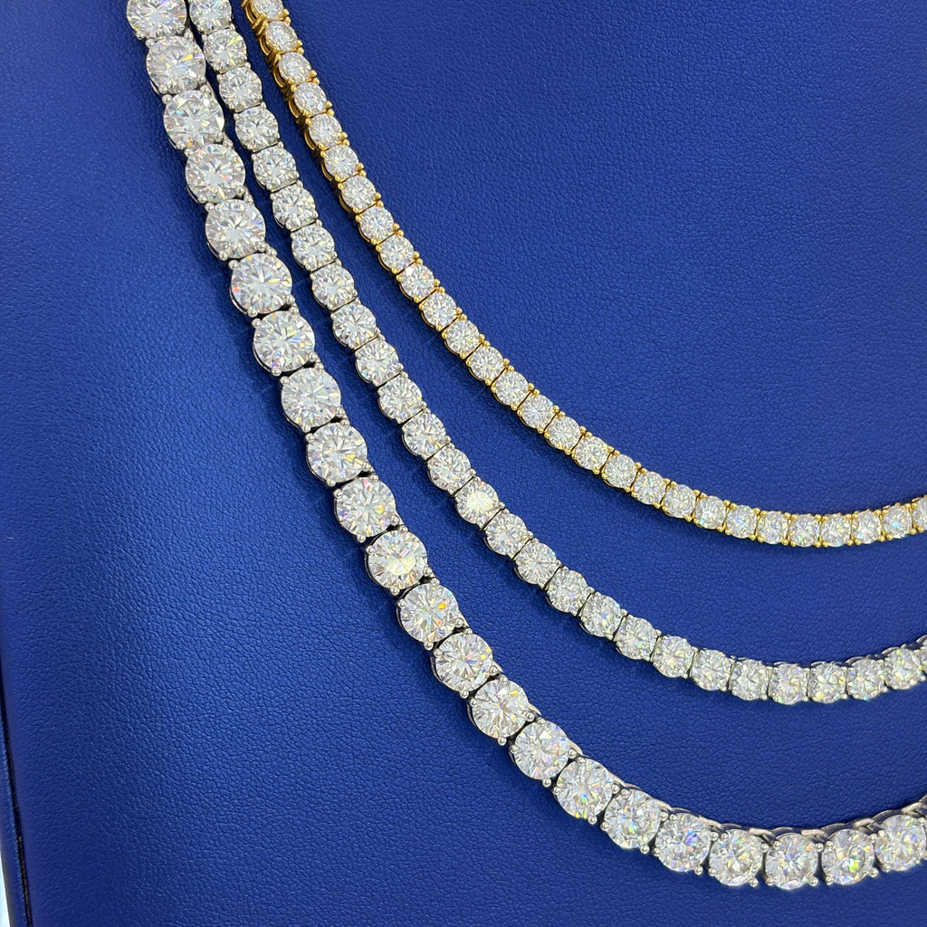 S925 Silver Moissanite Tennis Chain 14K Gold