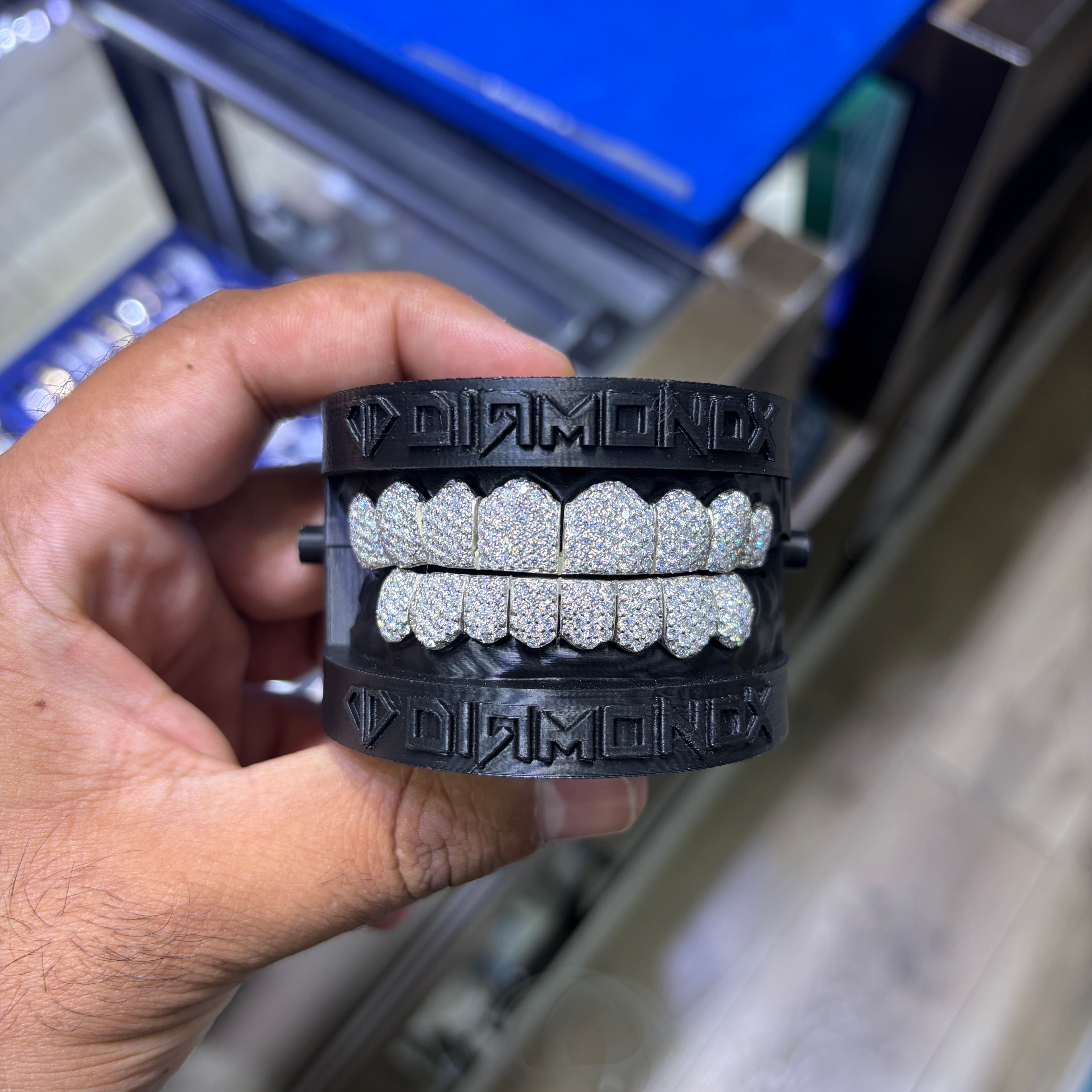 Custom Iced Out Moissanite Honey Comb Setting Grillz