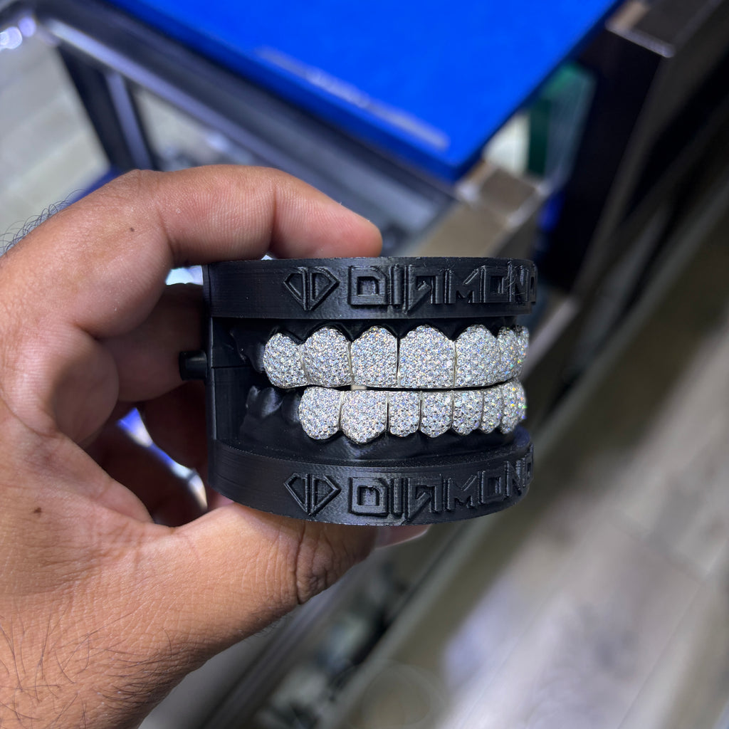 Custom Iced Out Moissanite Honey Comb Setting Grillz