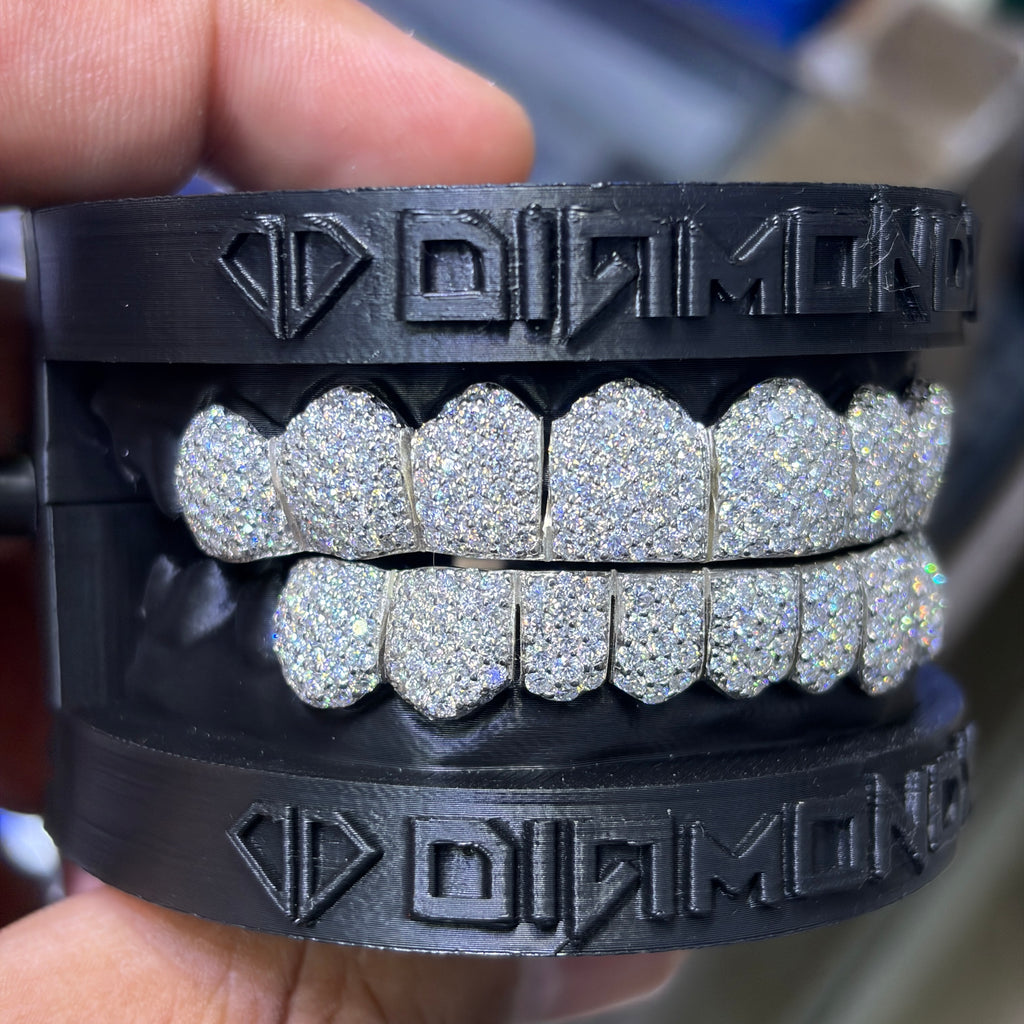 Custom Iced Out Moissanite Honey Comb Setting Grillz