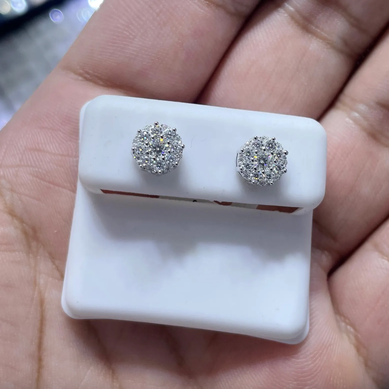 0.75 CTW Moissanite Floral Stud Earrings 925 Sterling Silver