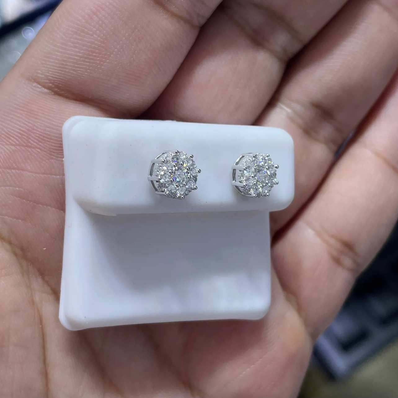 0.75 CTW Moissanite Floral Stud Earrings 925 Sterling Silver