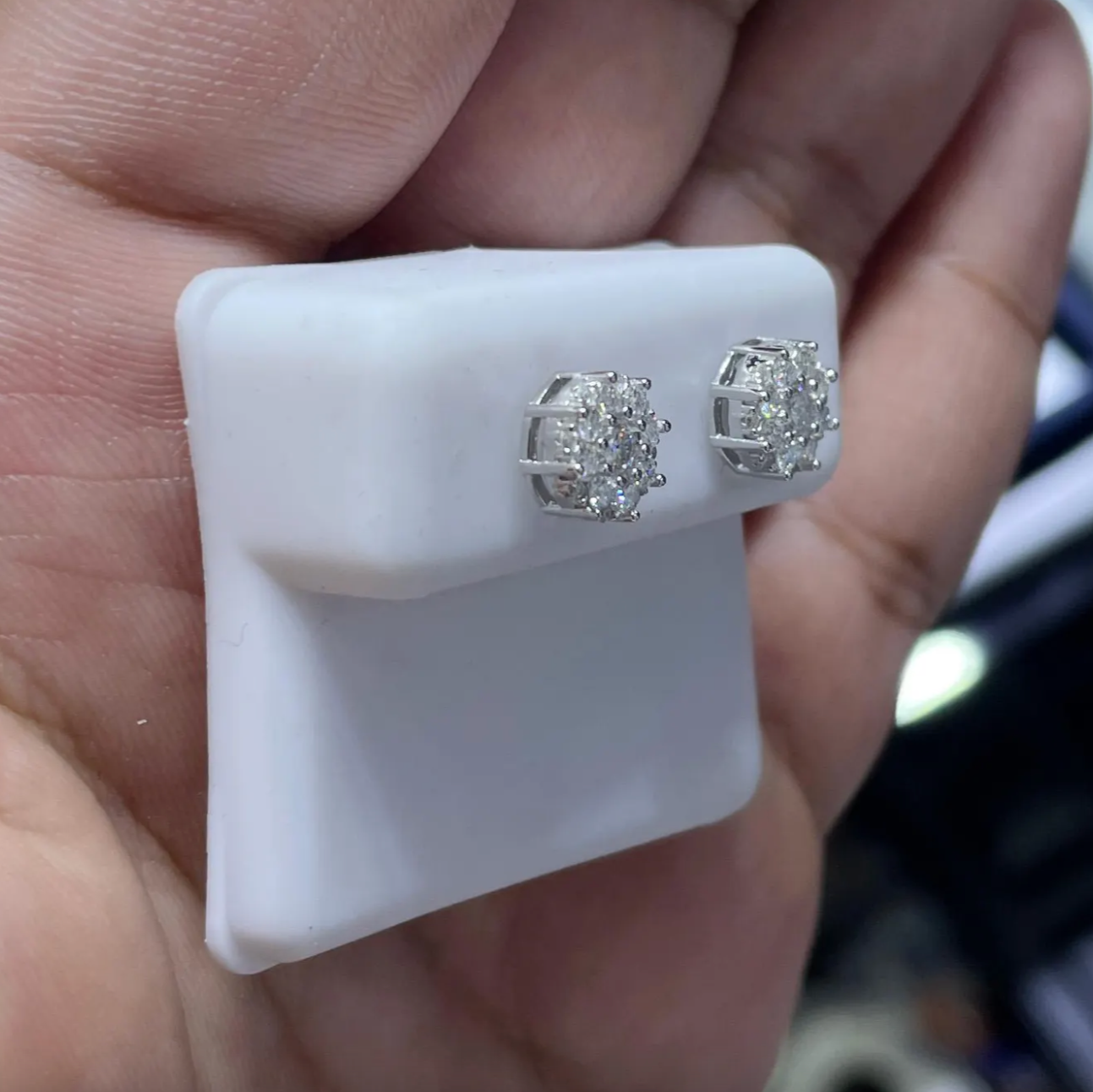 0.75 CTW Moissanite Floral Stud Earrings 925 Sterling Silver