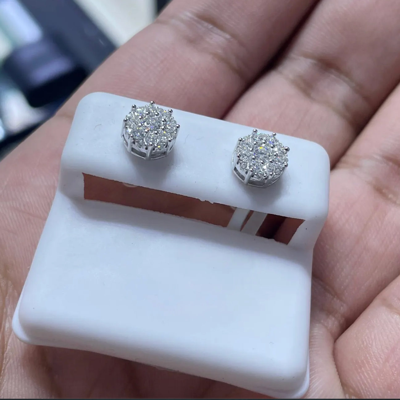 0.75 CTW Moissanite Floral Stud Earrings 925 Sterling Silver