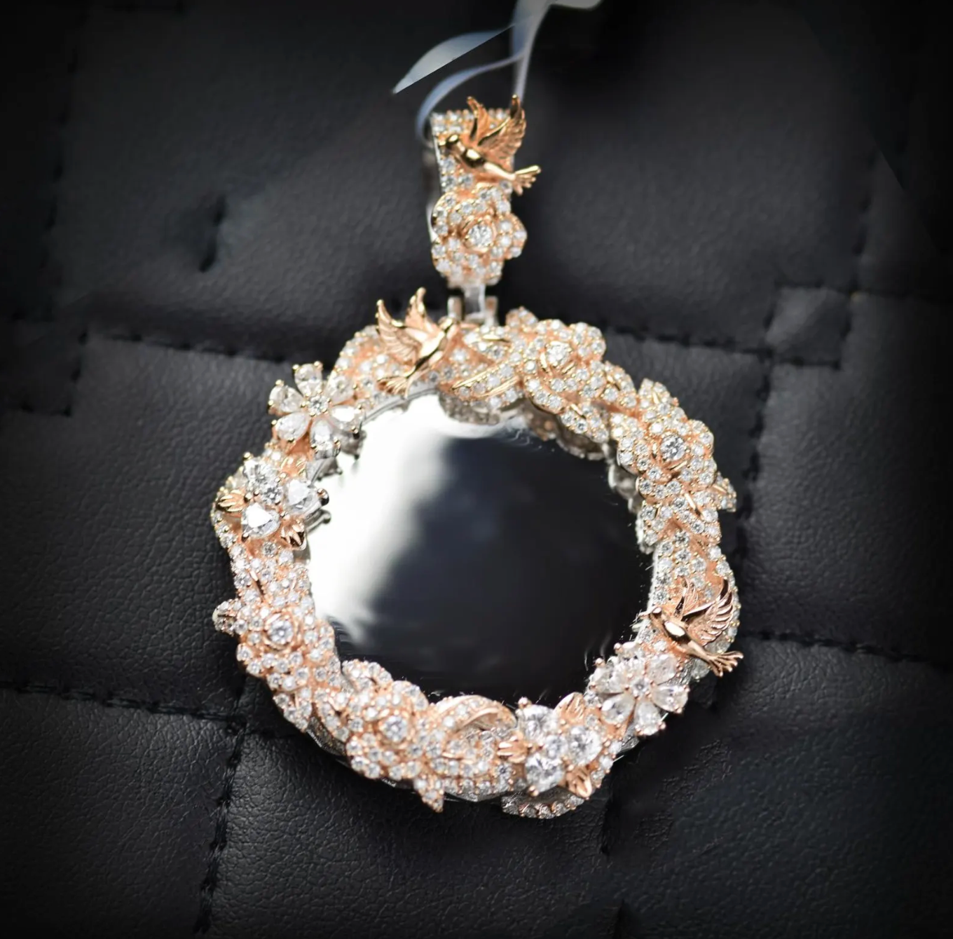 Rose Gold Memory Charm Picture Pendant VVS1 Moissanite [3.84 CTW] 925 Sterling Silver