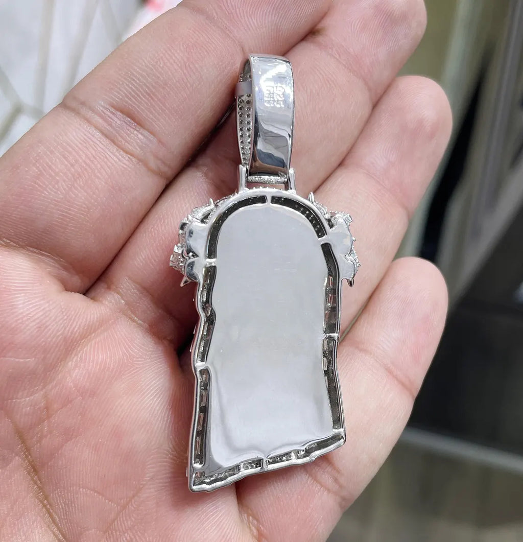Jesus Pendant VVS1 Moissanite [9.92 CTW] 925 Sterling Silver