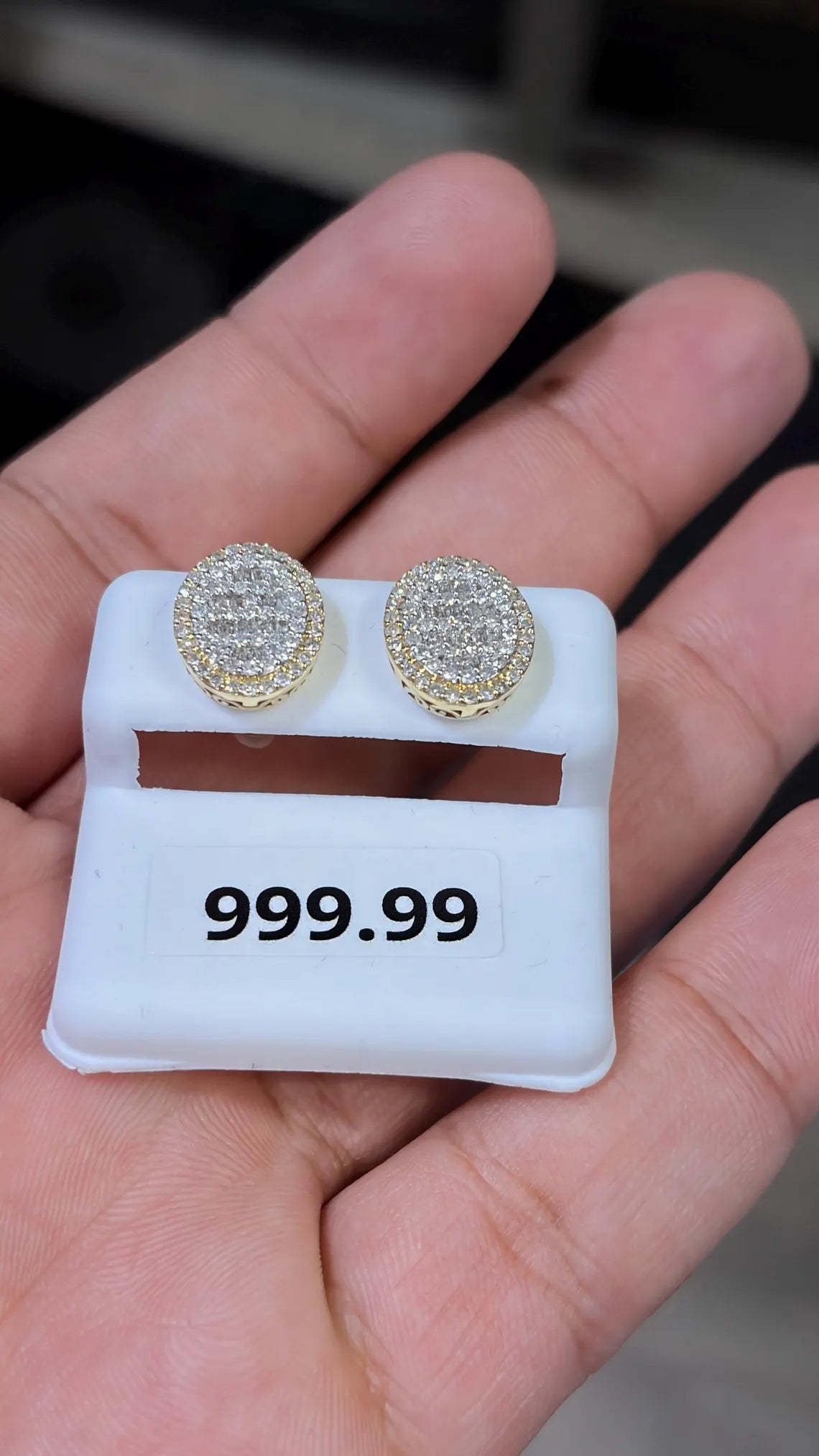 10K Gold Two Tone Diamond 1.00 CTW Oval Earring