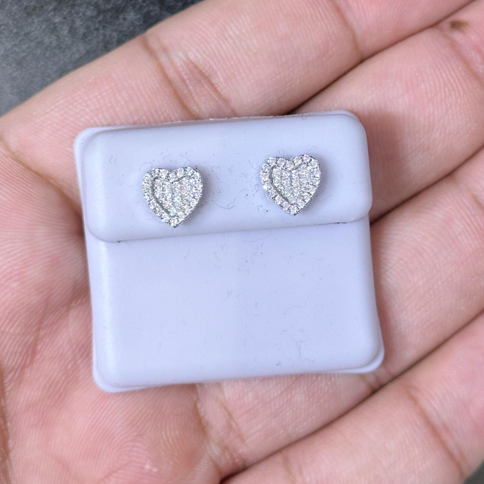 0.25 CTW Moissanite Mini Heart Stud Earrings 925 Sterling Silver