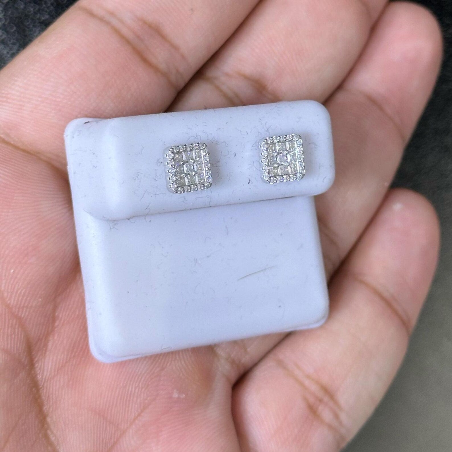 0.50 CTW Moissanite Square Stud Earrings 925 Sterling Silver