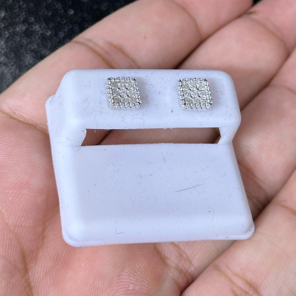 0.50 CTW Moissanite Square Stud Earrings 925 Sterling Silver