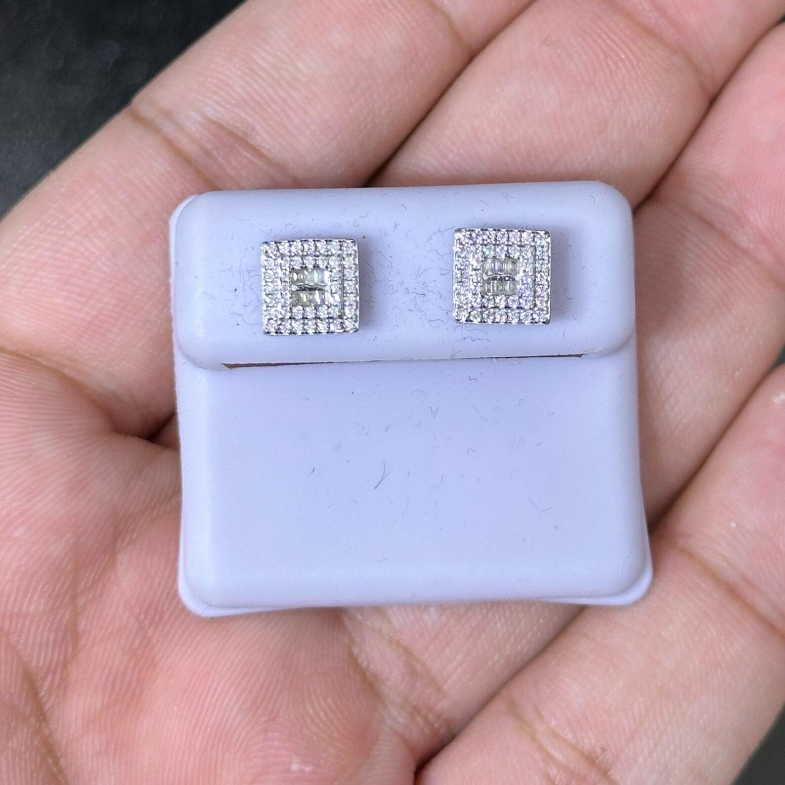 1.50 CTW Moissanite Square Shaped Stud Earrings 925 Sterling Silver