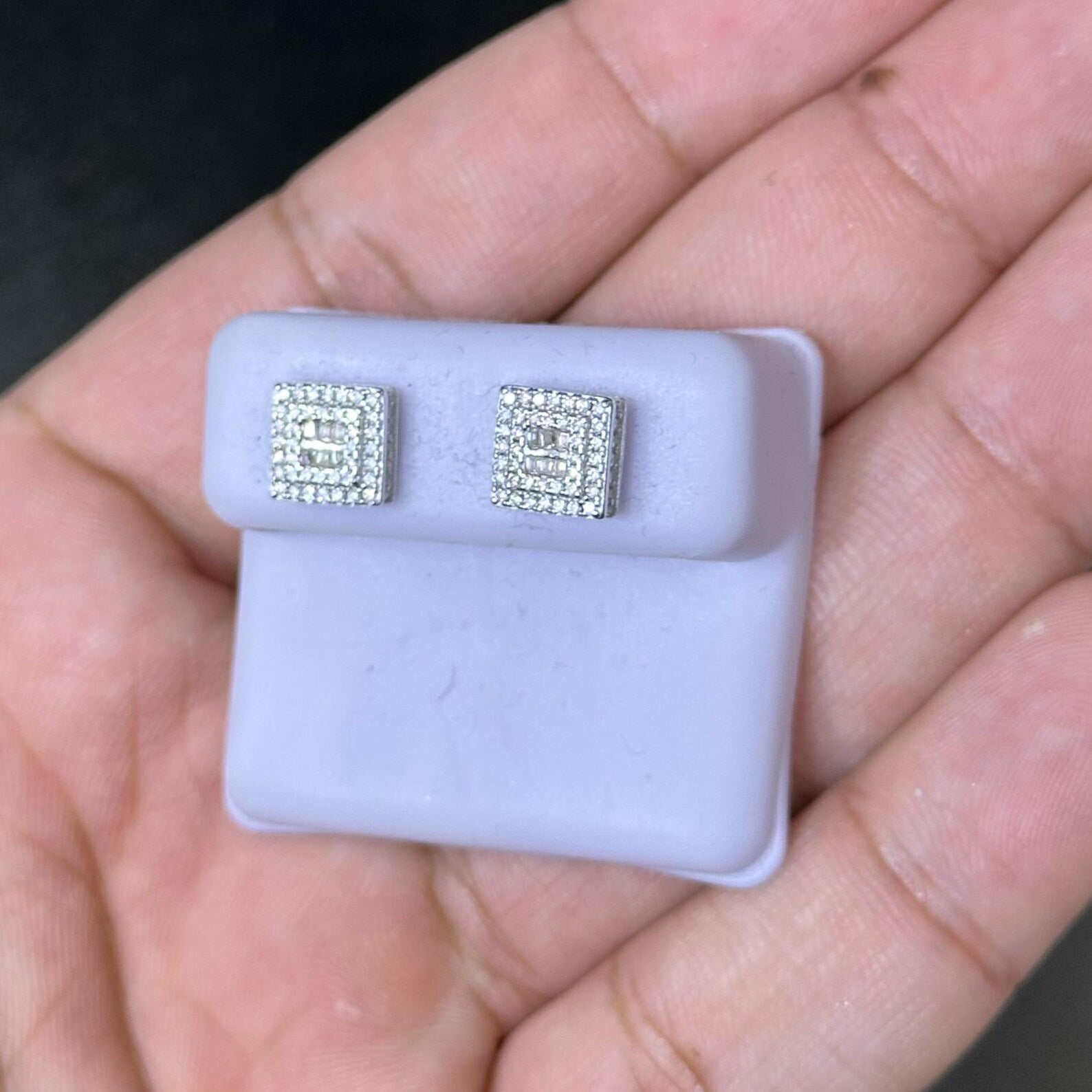 1.50 CTW Moissanite Square Shaped Stud Earrings 925 Sterling Silver