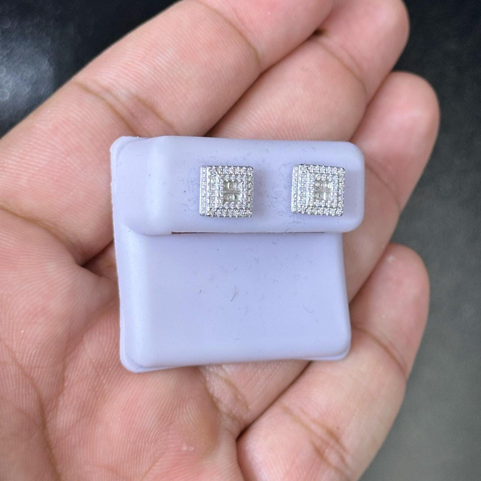 1.50 CTW Moissanite Square Shaped Stud Earrings 925 Sterling Silver