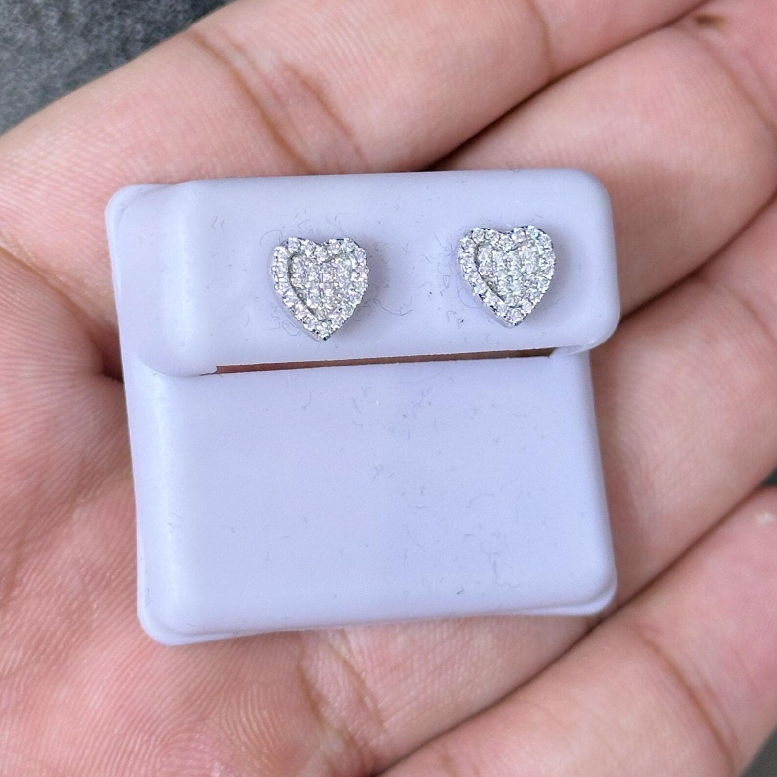 0.25 CTW Moissanite Mini Heart Stud Earrings 925 Sterling Silver