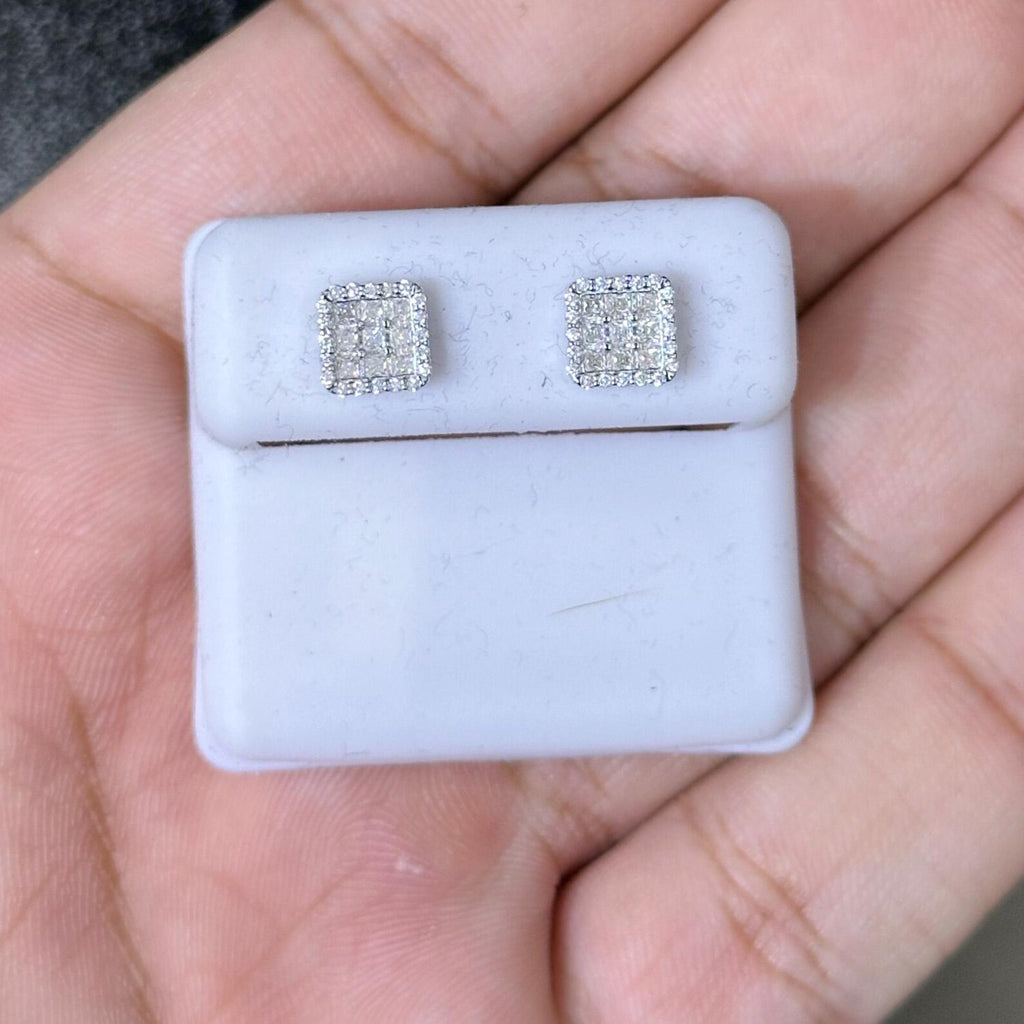 0.50 CTW Moissanite Square Stud Earrings 925 Sterling Silver